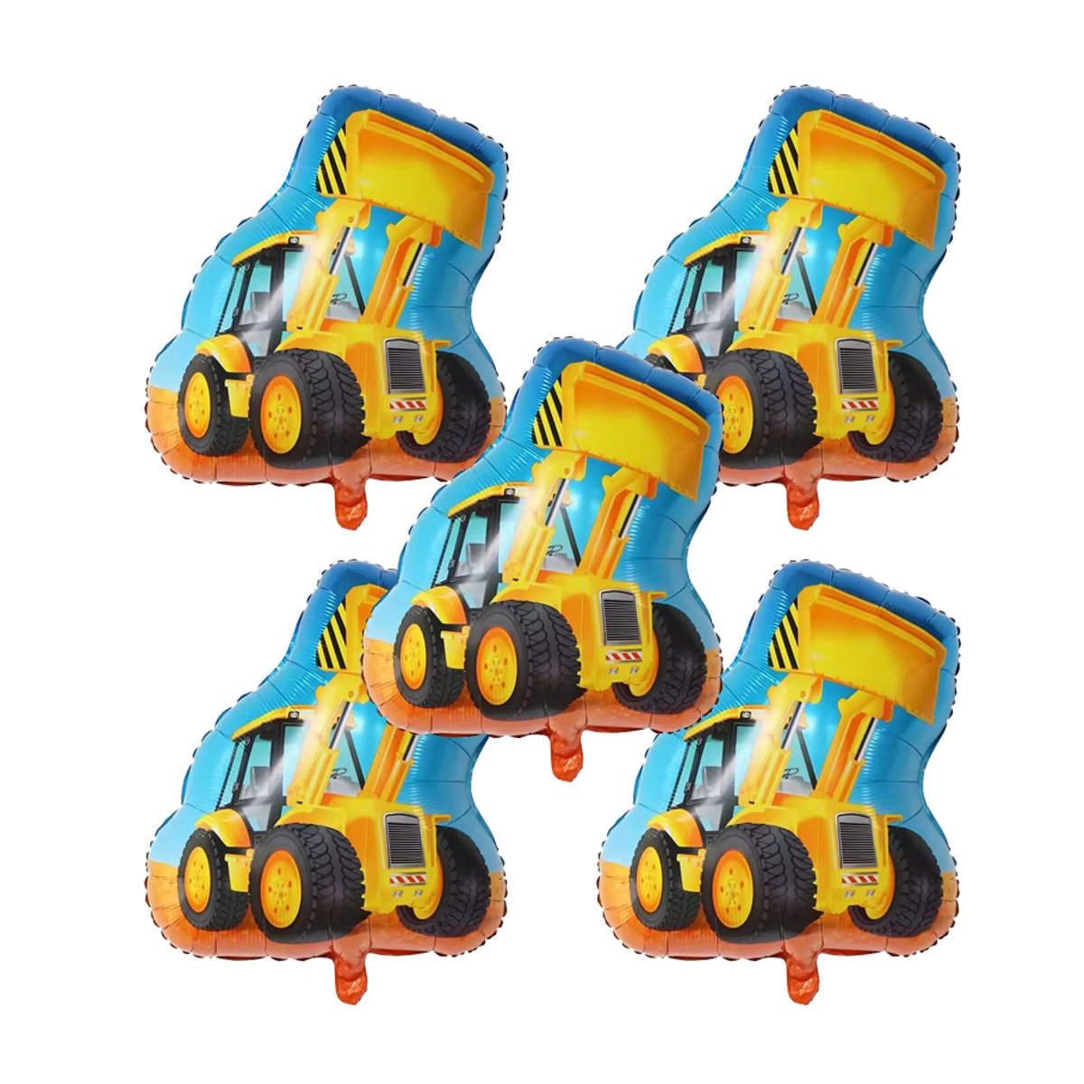 5er Set Luftballons mit Bau-Motiven wie Bagger, Kran und Gabelstapler in Mehrfarbig für Kindergeburtstage von LQVYI - Bild 3