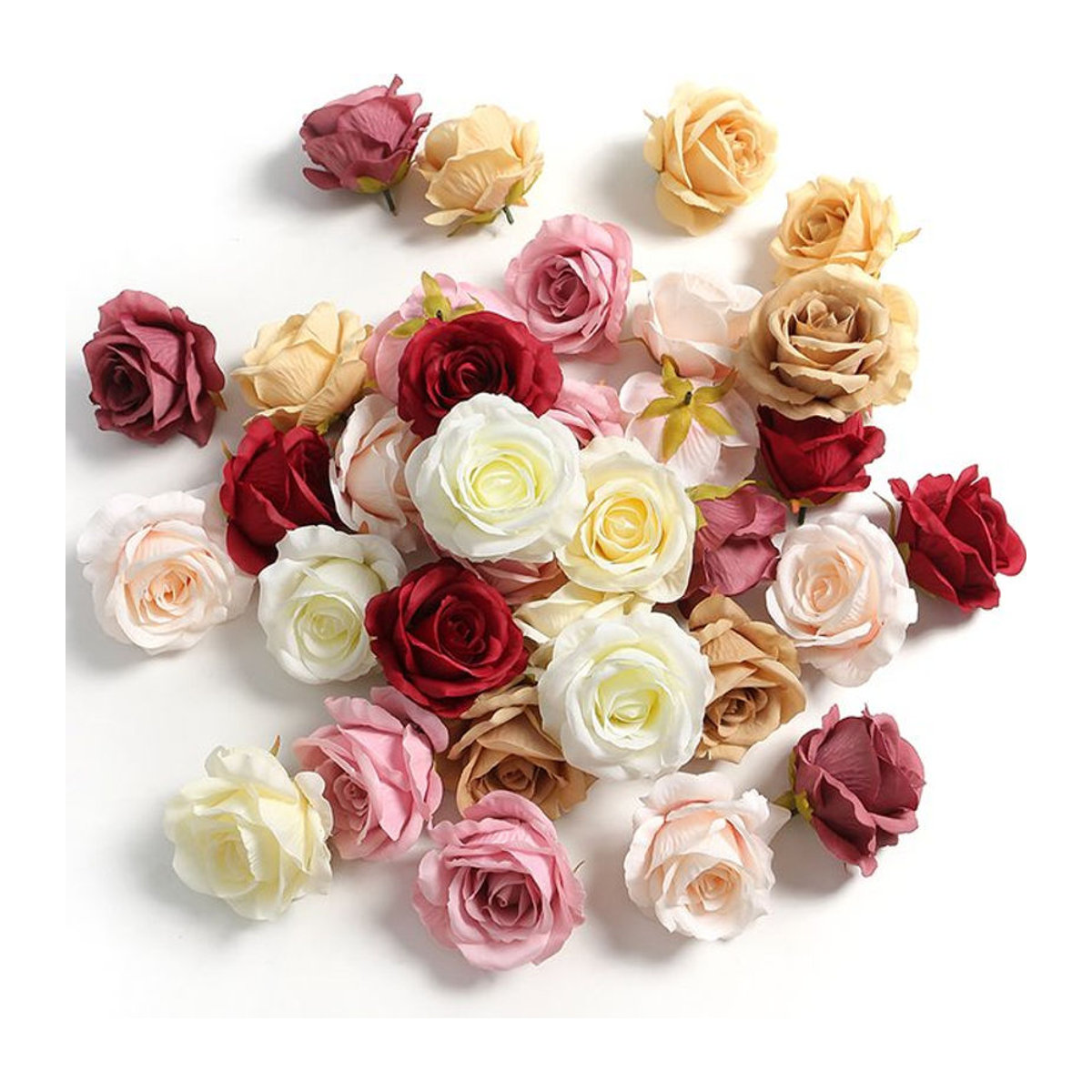 5er Set MENGHAO Künstliche Rosen Köpfe in Schwarz und Mehrfarbig für Hochzeitsdekoration und DIY Kränze aus Textil - Bild 1