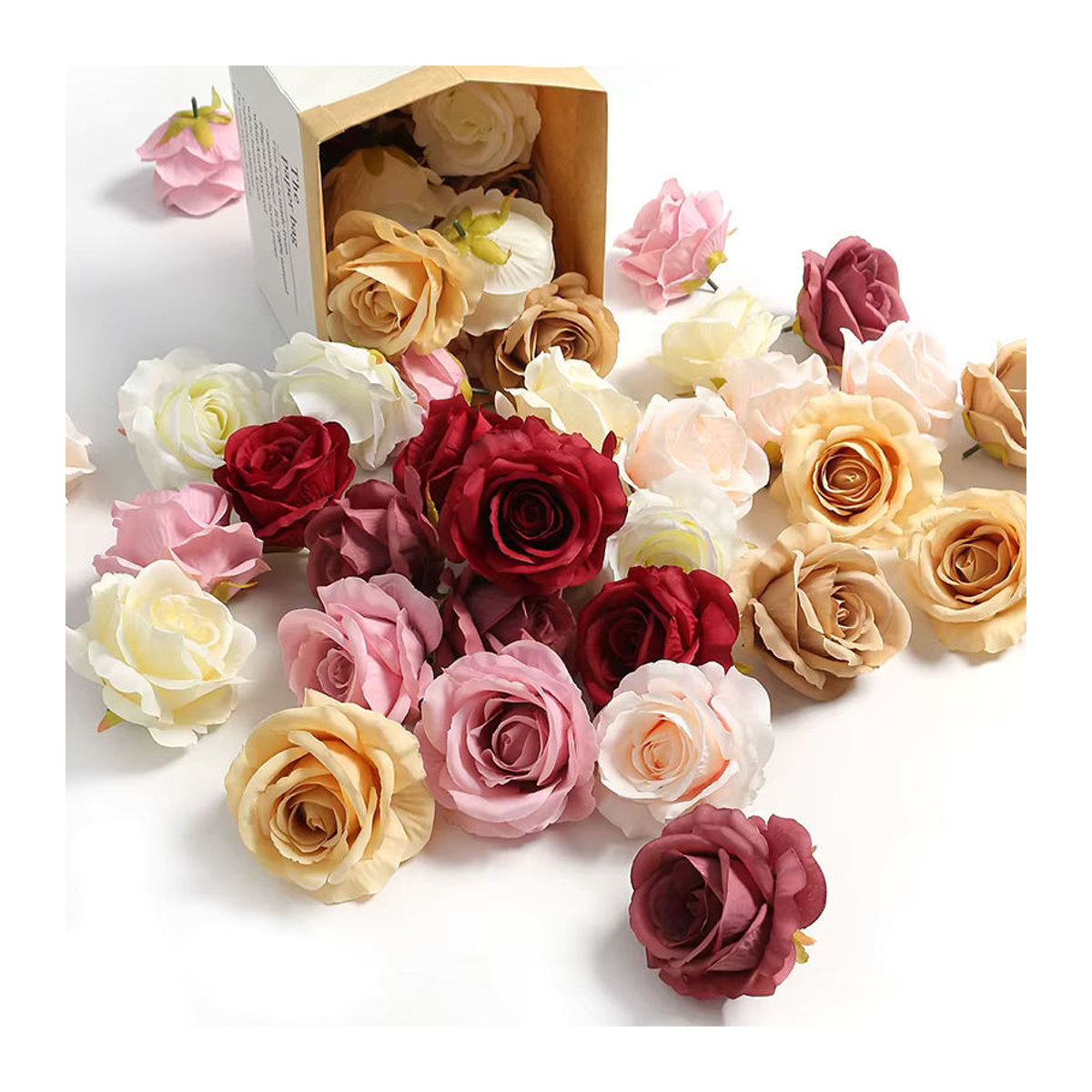 5er Set MENGHAO Künstliche Rosen Köpfe in Schwarz und Mehrfarbig für Hochzeitsdekoration und DIY Kränze aus Textil - Bild 3