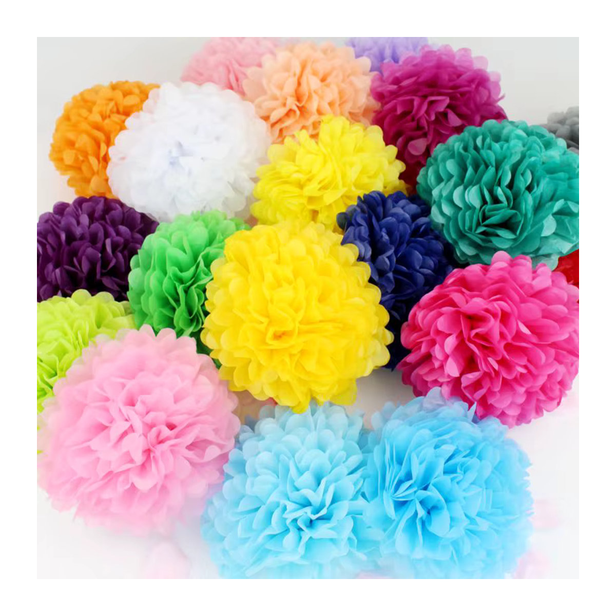5er Set merylover Papier-Pompons in Grau und Mehrfarbig, runde Papierblumen Durchmesser: 25 cm zur Dekoration für Hochzeit, Geburtstag und Weihnachten - Bild 2