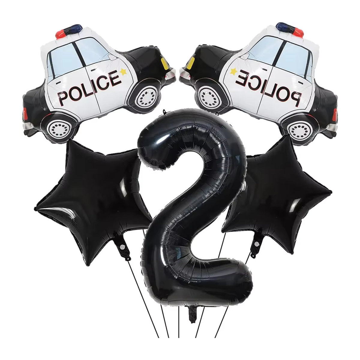 5er Set Polizeiauto-Ballons für Kindergeburtstage und Babypartys, mehrfarbig - Bild 3