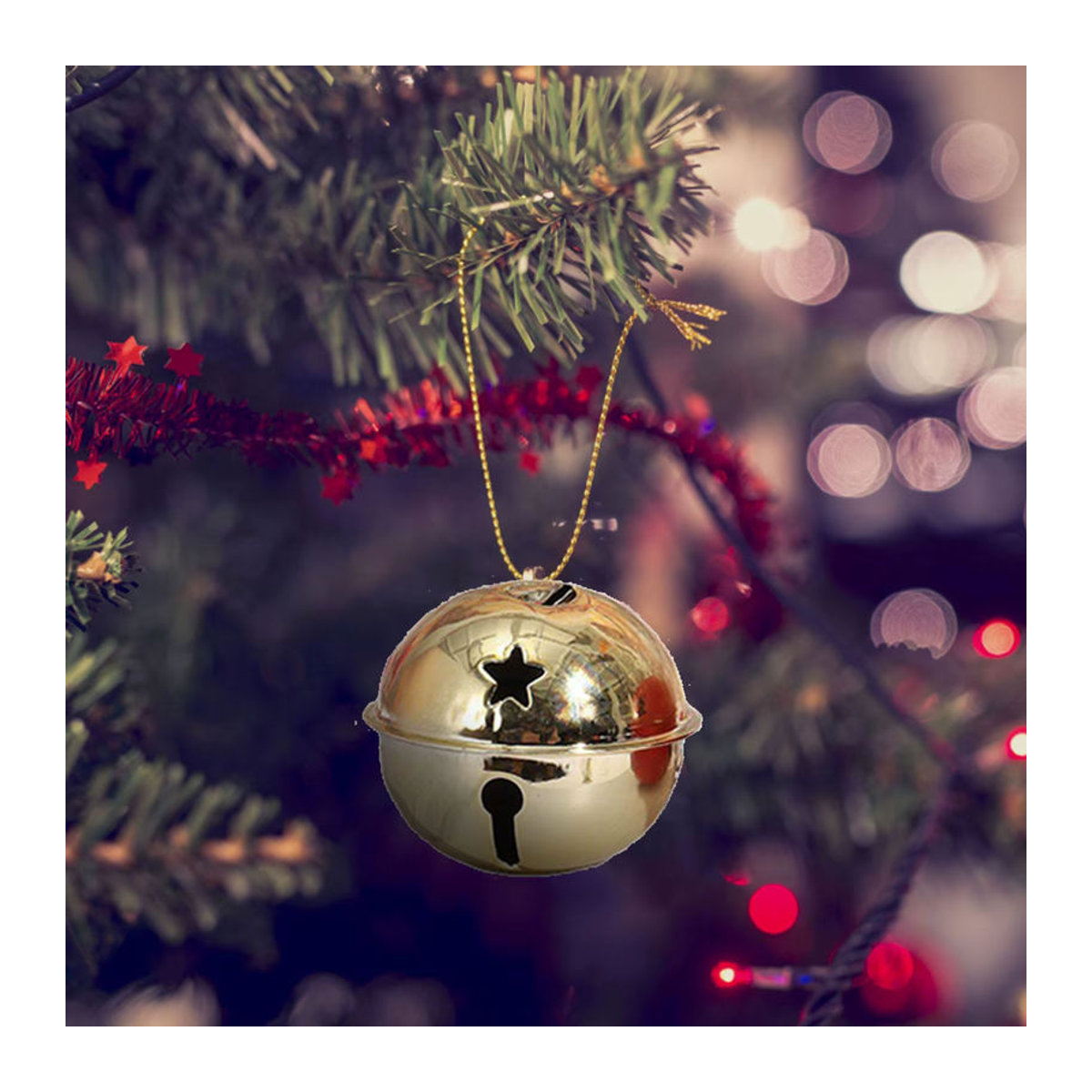 5er-Set rustikale Weihnachtsglocken aus Metall in Rot und Gold als Hängeornamente für Baum und DIY-Dekoration - Bild 5