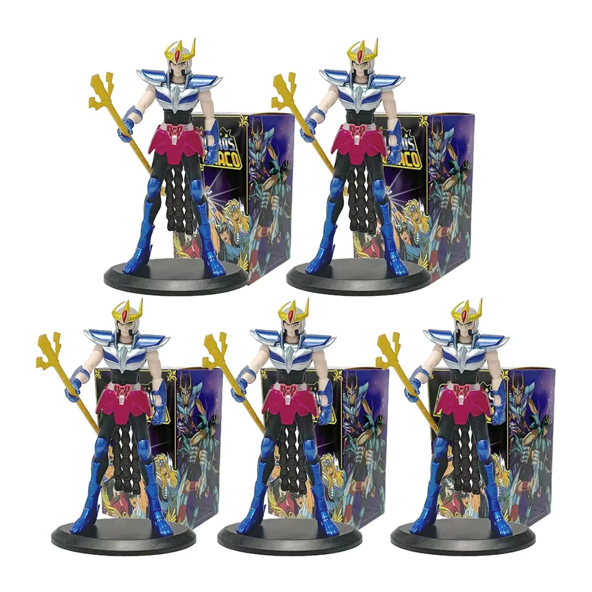 5er-Set Saint Seiya Action Figuren Zi Long Glacier aus PVC, mehrfarbig, Höhe: 19 cm - Bild 3