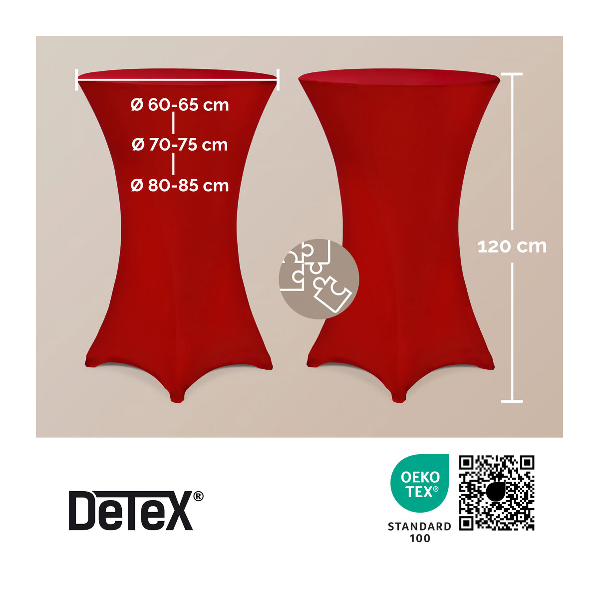 5er-Set Stehtischhusse DETEX in Rot mit Durchmesser 80 cm - Bild 1