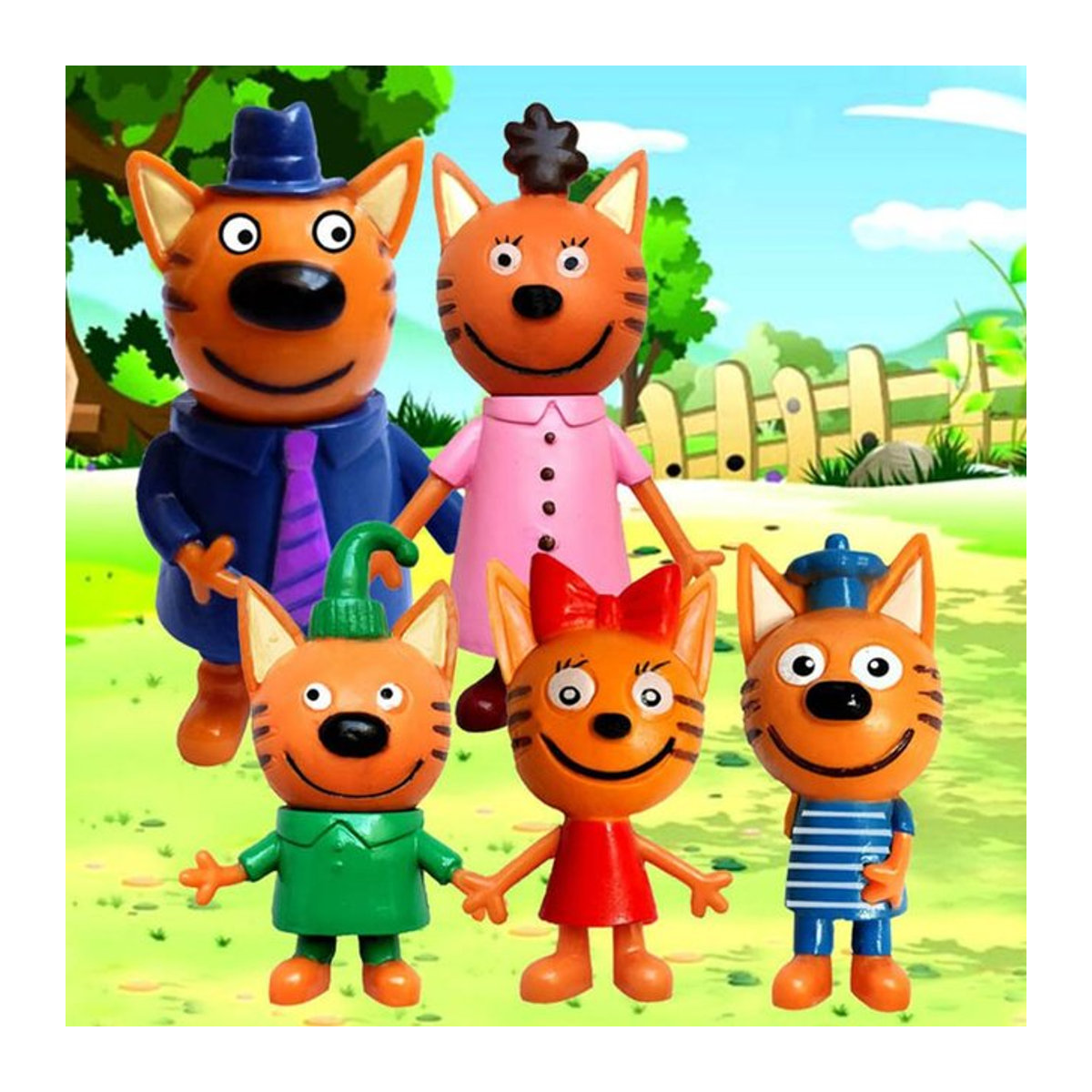5er-Set TpnkoTa Action Figuren Russische Cartoon Anime Katzen aus Kunststoff, mehrfarbig - Bild 1