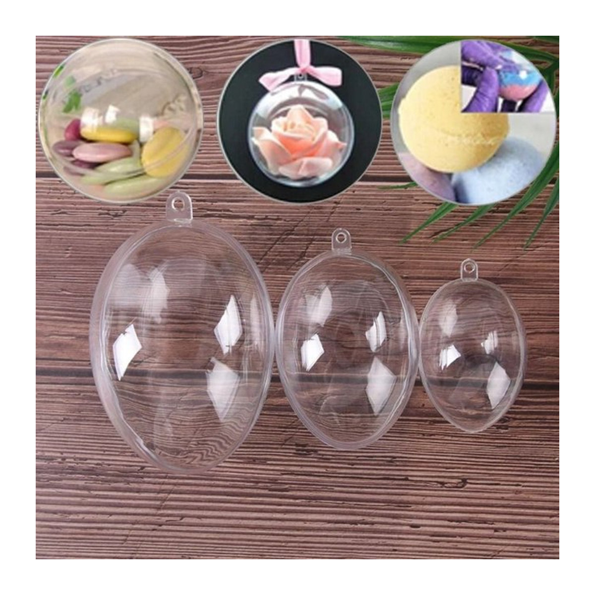 5er Set transparente Osternachhaltige Ei-Formen aus Kunststoff als hängende Dekoration und befüllbare Candy Boxen - Bild 1