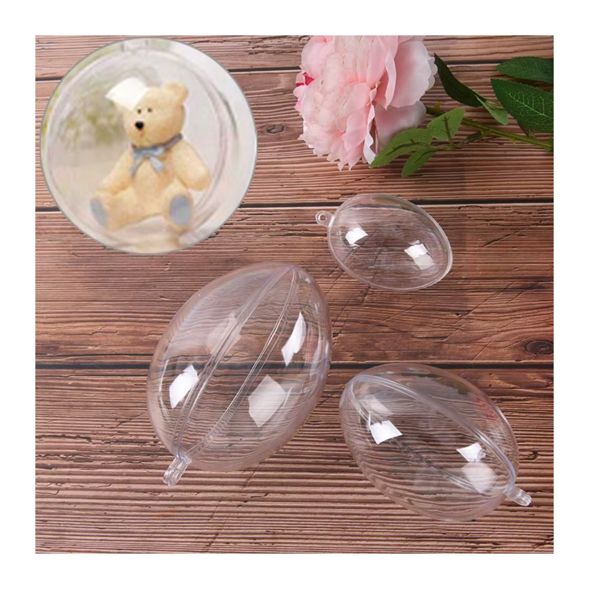5er Set transparente Osternachhaltige Ei-Formen aus Kunststoff als hängende Dekoration und befüllbare Candy Boxen - Bild 6