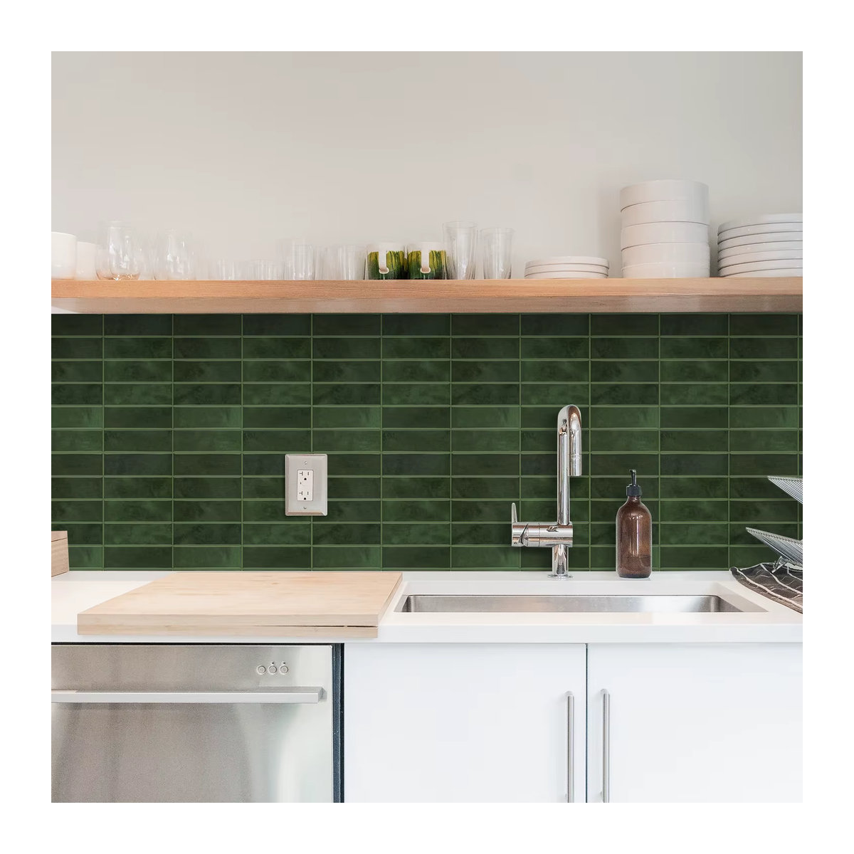 5er Set Vividtiles Wandaufkleber in Marmor-Optik, wasserdichte Vinyl-Tapete in Grün und Mehrfarbig für Küche und Badezimmer - Bild 4