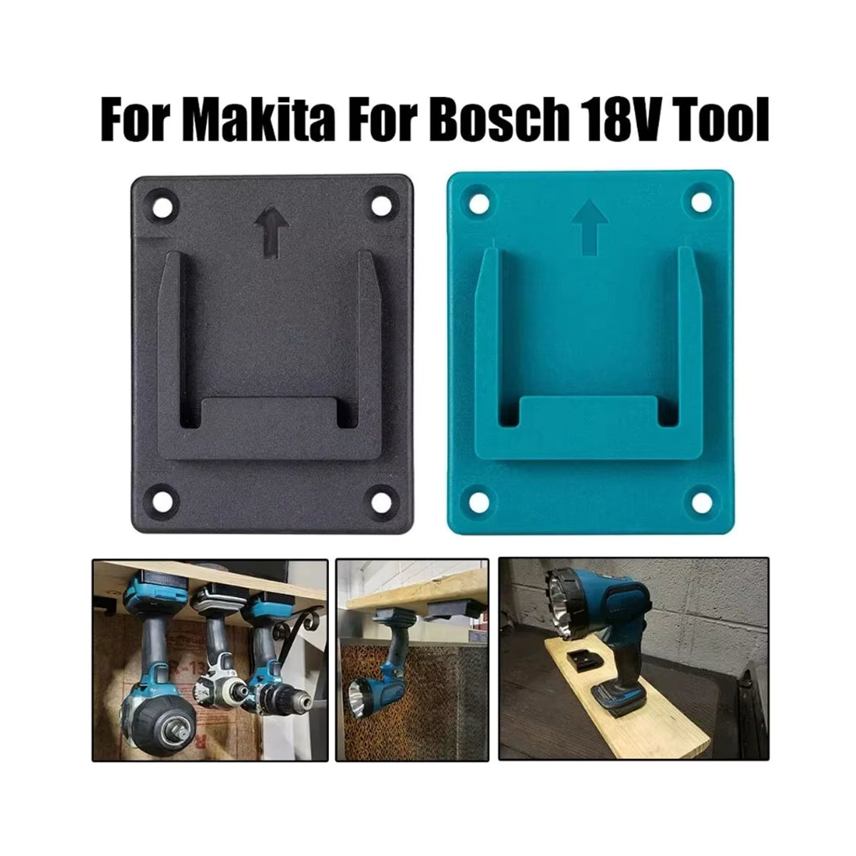 5er Set Werkzeughalterung aus Kunststoff für Makita und Bosch 18V Li-Ion Akkus, Schwarz - Bild 2