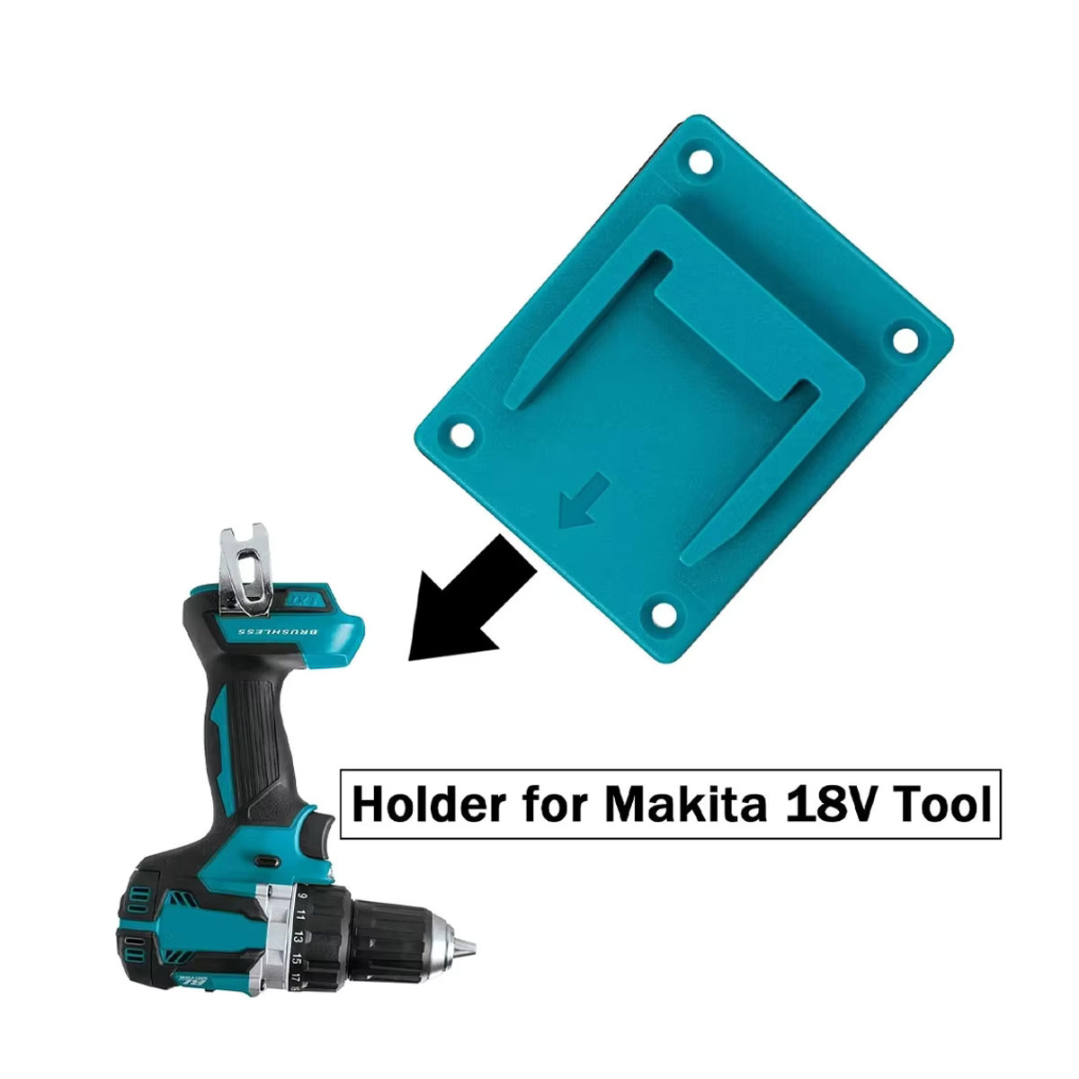 5er Set Werkzeughalterung aus Kunststoff für Makita und Bosch 18V Li-Ion Akkus, Schwarz - Bild 3