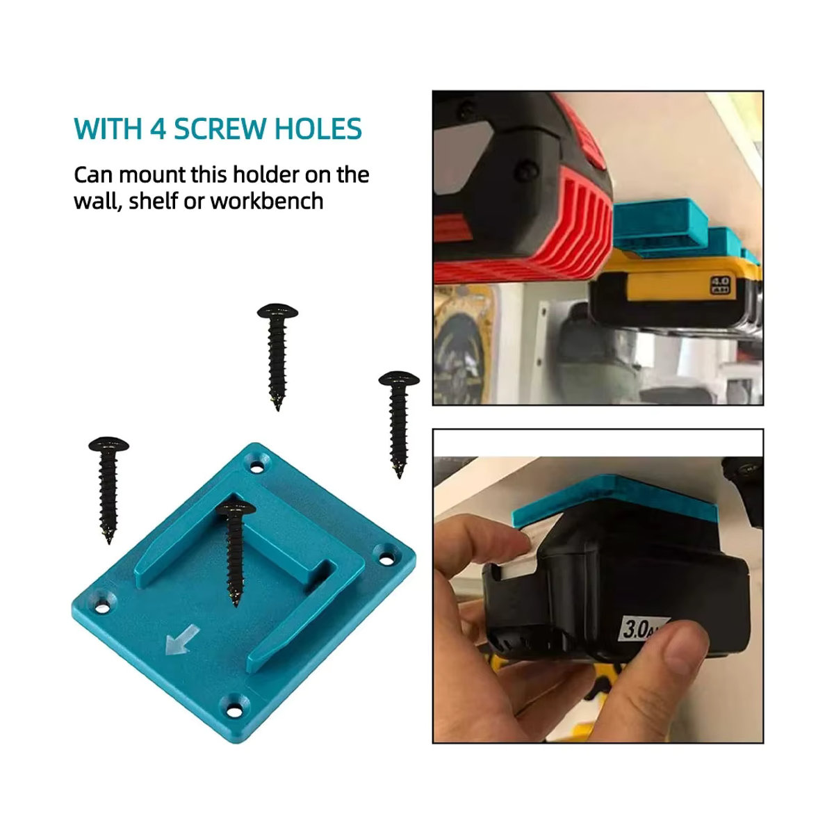 5er Set Werkzeughalterung aus Kunststoff für Makita und Bosch 18V Li-Ion Akkus, Schwarz - Bild 4