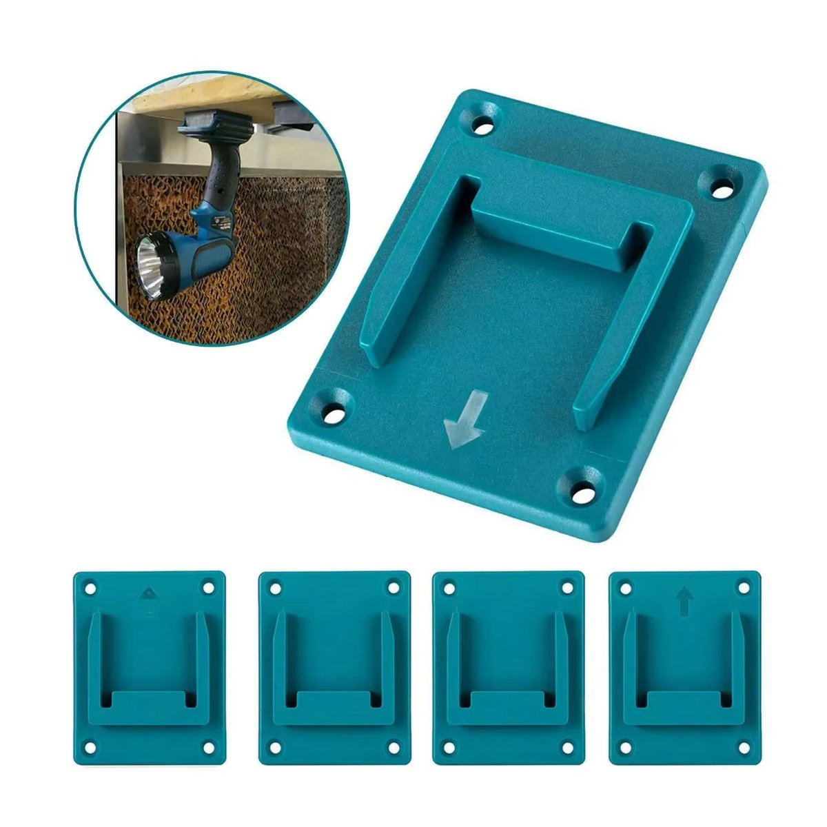 5er Set Werkzeughalterung aus Kunststoff für Makita und Bosch 18V Li-Ion Akkus, Schwarz - Bild 7