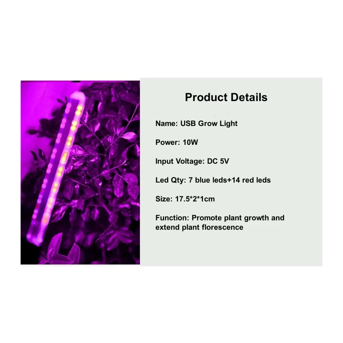 5V Vollspektrum LED Pflanzenlampe mit flexiblem Schlauch und USB-Anschluss für Gewächshäuser und Hydroponik - Bild 3