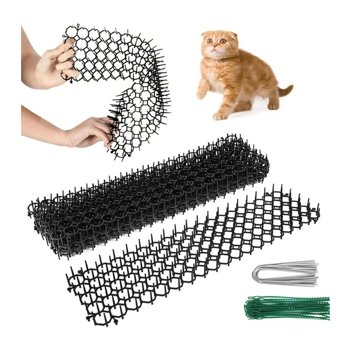 6/10 Stück Anti-Katzen-Matten zur Abschreckung für Hunde und Katzen mit Spike-Streifen zum Verhindern von Graben und Klettern - Bild 1