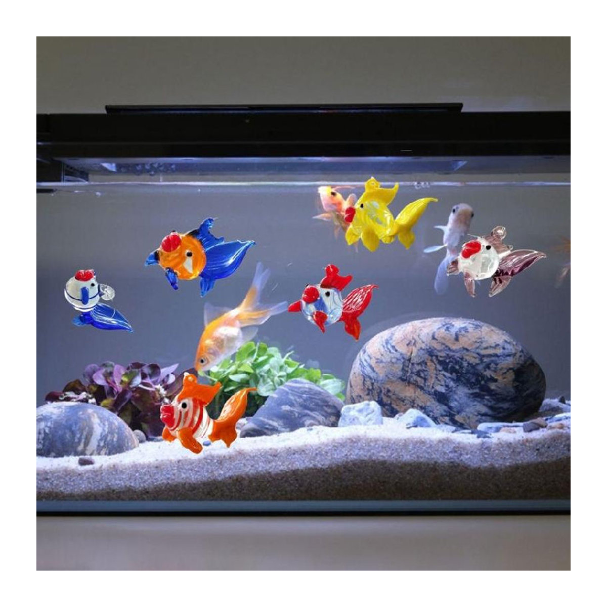 6 mehrfarbige Glasfische zum Aufhängen als maritime Dekoration für dein Aquarium - Bild 3
