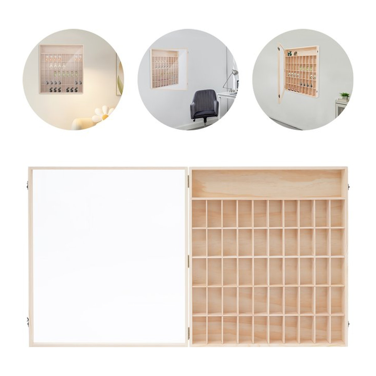6-stöckige Holzvitrine in Braun mit Acryl-Drehtüren als wandmontierte Hängevitrine für Minifiguren und Actionfiguren - Bild 1