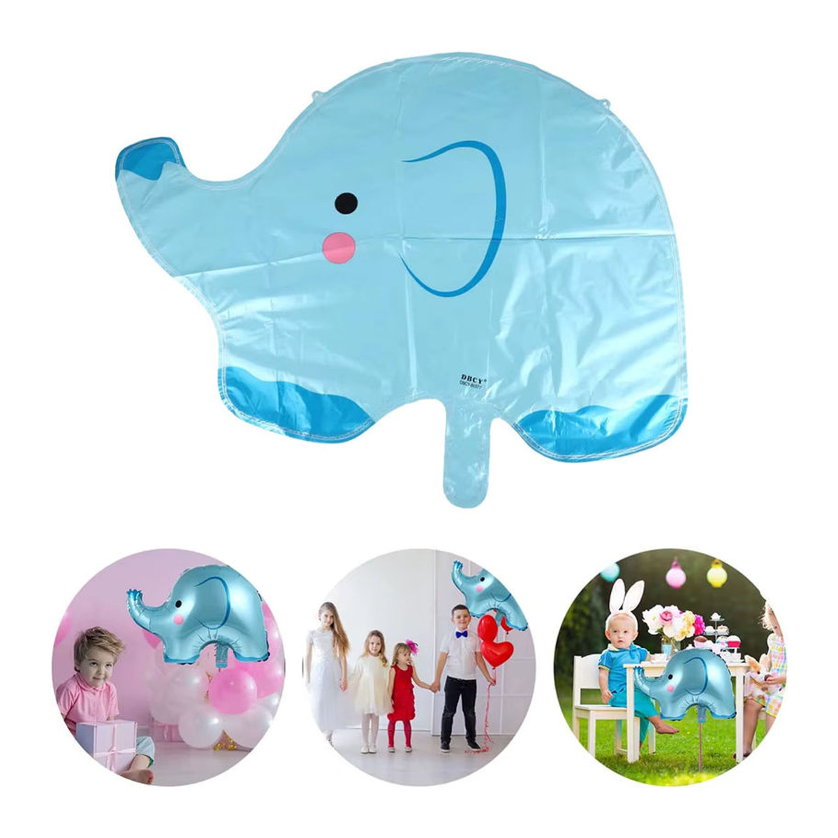 6 Stück Elefanten-Folienballons in Blau und Rosa für deine Baby-Geburtstagsdekoration - Bild 3