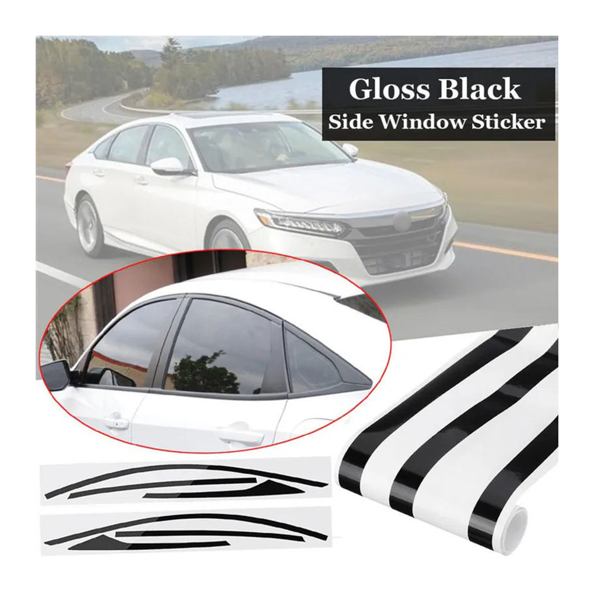 6 Stück Topfactory Chrom Vinyl Zierleisten Schwarz für Autotür und Fenster - Bild 3