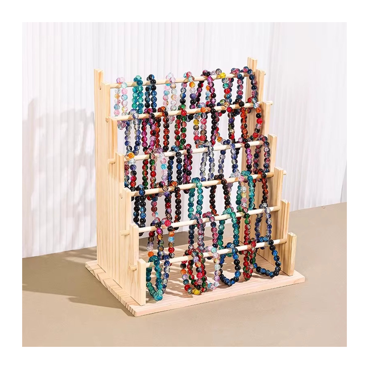 6-stufiger Armbandständer aus Holz in Braun als minimalistischer Schmuck-Organizer und Präsentationsdisplay - Bild 2