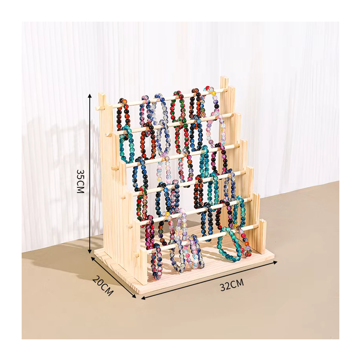 6-stufiger Armbandständer aus Holz in Braun als minimalistischer Schmuck-Organizer und Präsentationsdisplay - Bild 6