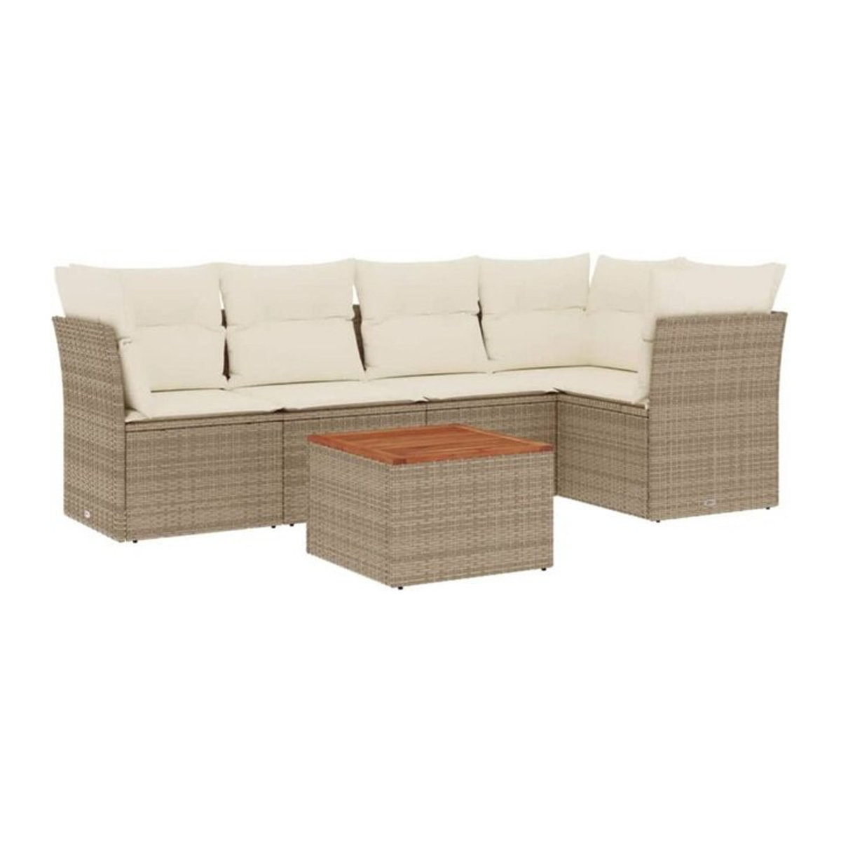 6-teilige Garten-Sofagarnitur mit Kissen aus Polyrattan in Beige von vidaxl - Bild 1