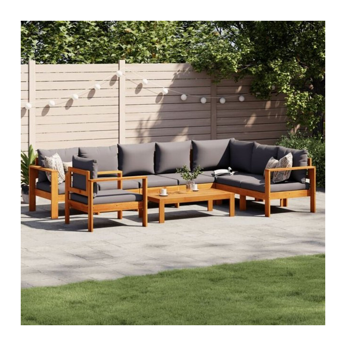 6-teilige moderne Garten-Sofagarnitur aus Massivholz Akazie mit Kissen in Grau von vidaxl - Bild 1