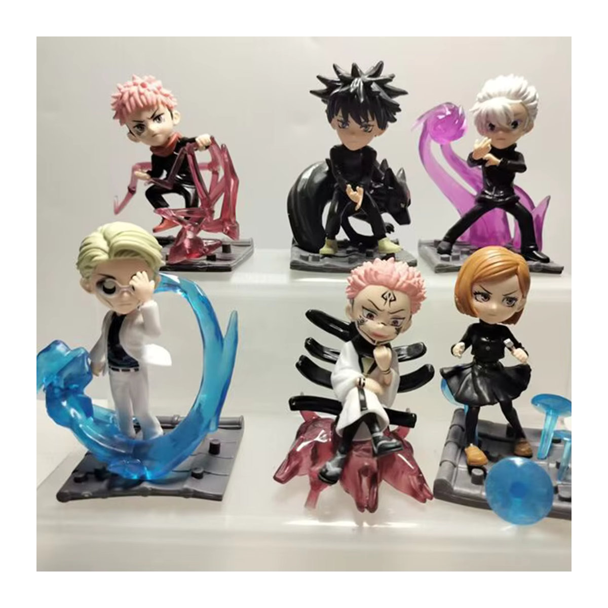 6-teiliges Anime Jujutsu Kaisen Figuren-Set von Bandai mit Itadori Yuji, Gojo Satoru und Megumi in mehrfarbiger Ausführung aus Kunststoff - Bild 2