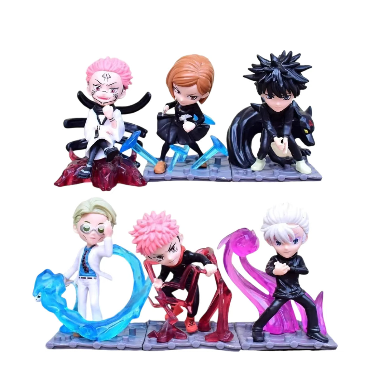 6-teiliges Anime Jujutsu Kaisen Figuren-Set von Bandai mit Itadori Yuji, Gojo Satoru und Megumi in mehrfarbiger Ausführung aus Kunststoff - Bild 4