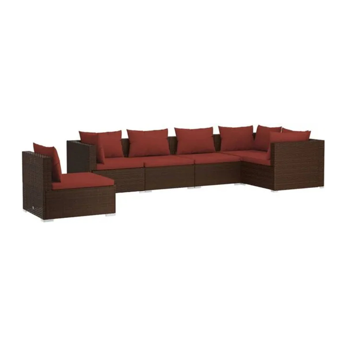6-teiliges Garten-Lounge-Set aus Poly-Rattan mit Auflagen in Braun von vidaxl - Bild 1