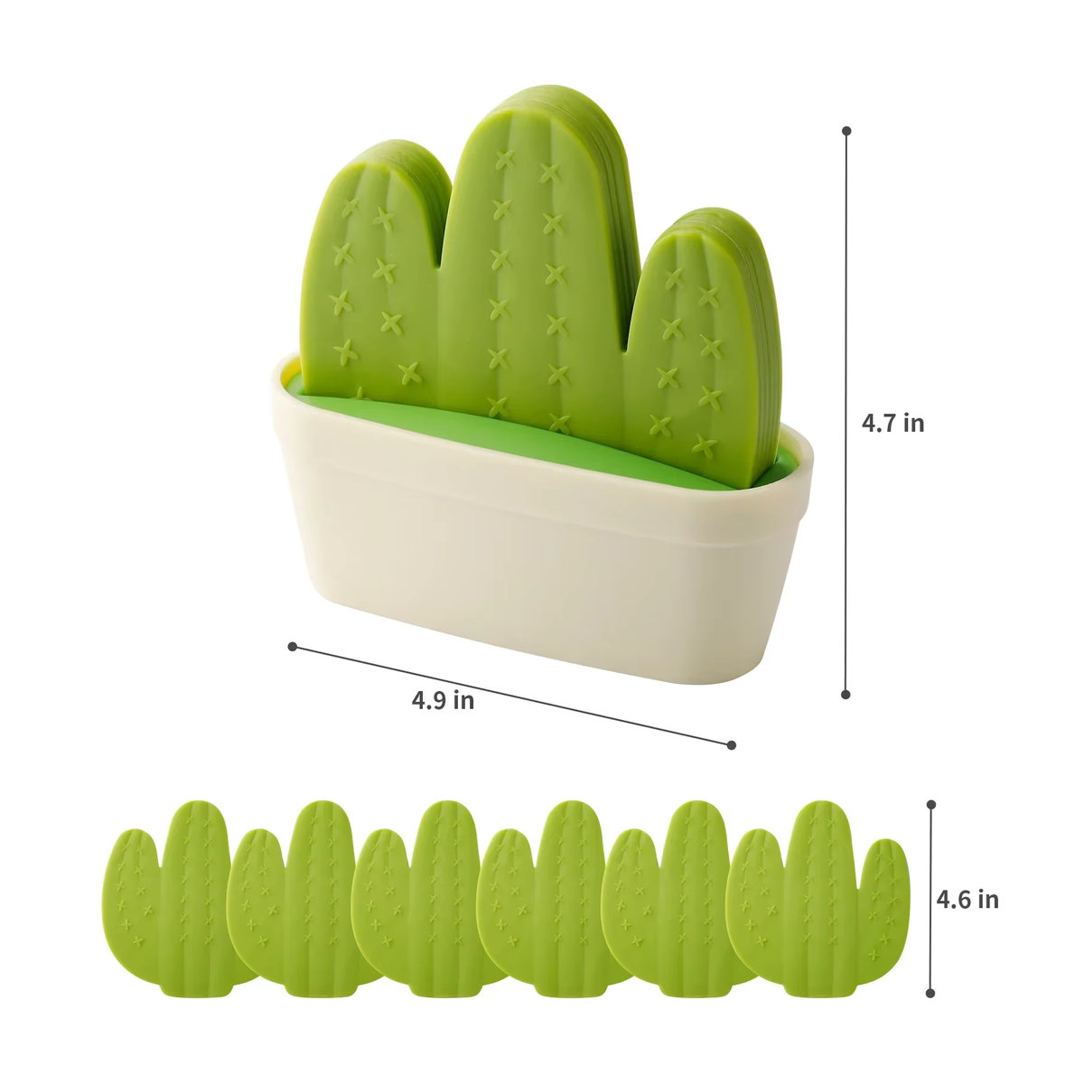6-teiliges Kaktus-Untersetzer-Set mit Blumentopfhalter aus Kunststoff in Grün für deine Dekoration - Bild 7