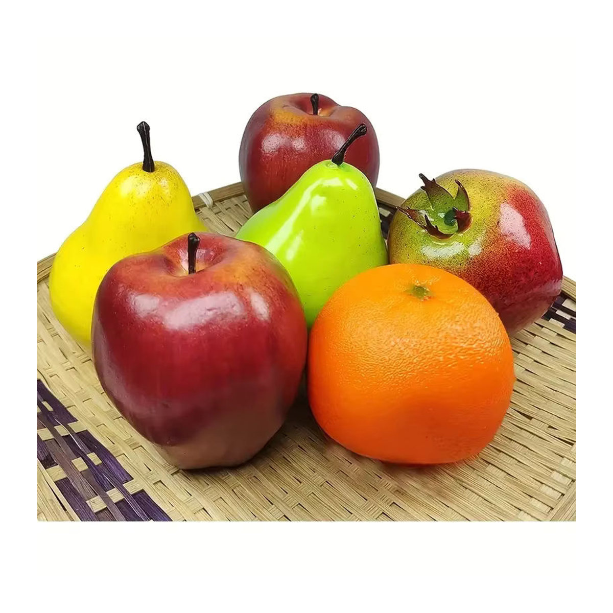 6-teiliges künstliches Obst-Set mit realistischen Früchten in Mehrfarbig für Dekoration in Küche und zu Weihnachten - Bild 2