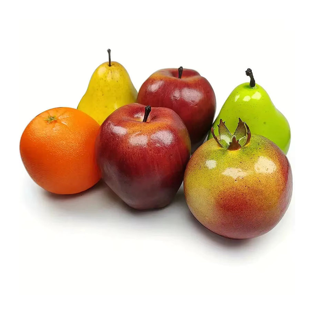 6-teiliges künstliches Obst-Set mit realistischen Früchten in Mehrfarbig für Dekoration in Küche und zu Weihnachten - Bild 3