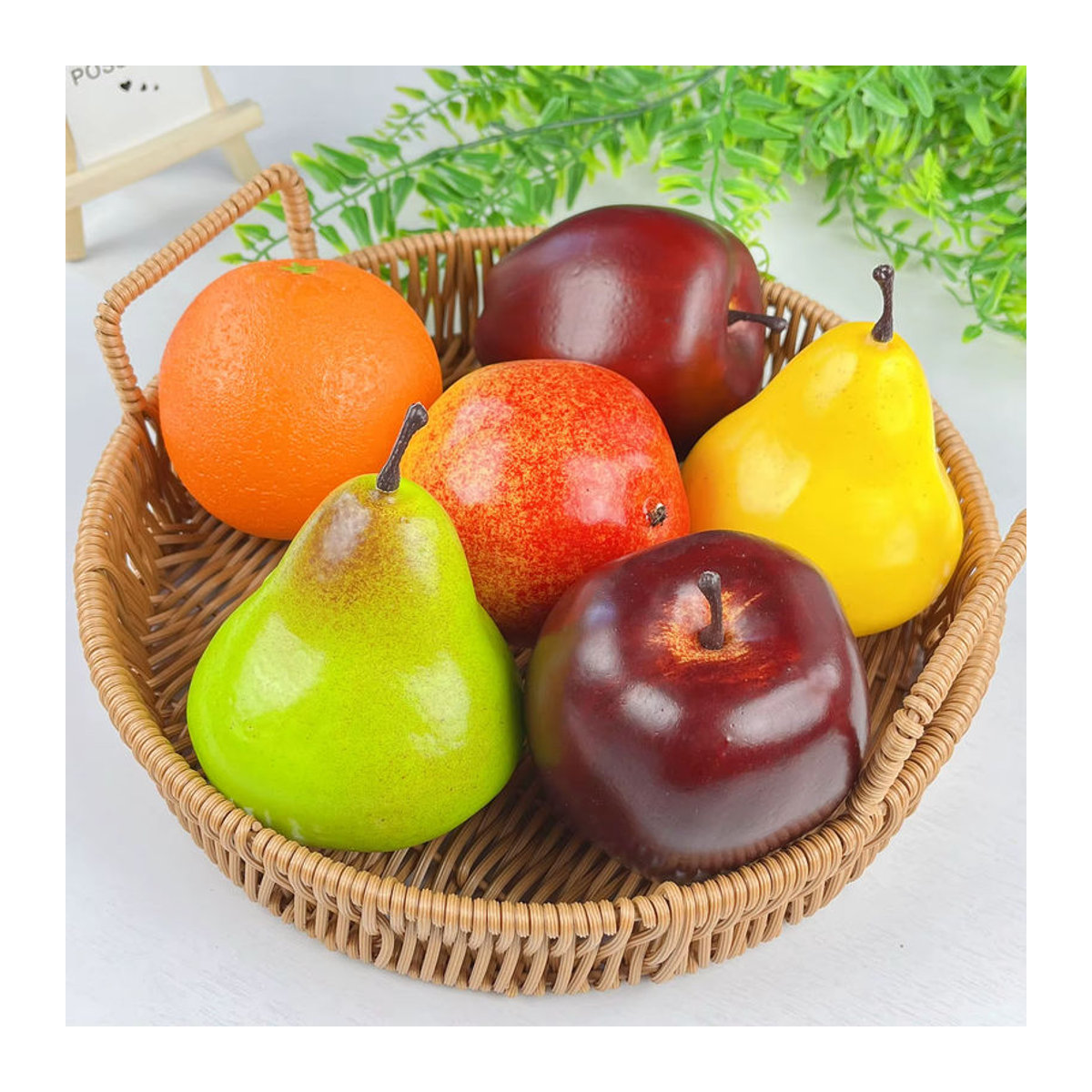 6-teiliges künstliches Obst-Set mit realistischen Früchten in Mehrfarbig für Dekoration in Küche und zu Weihnachten - Bild 4