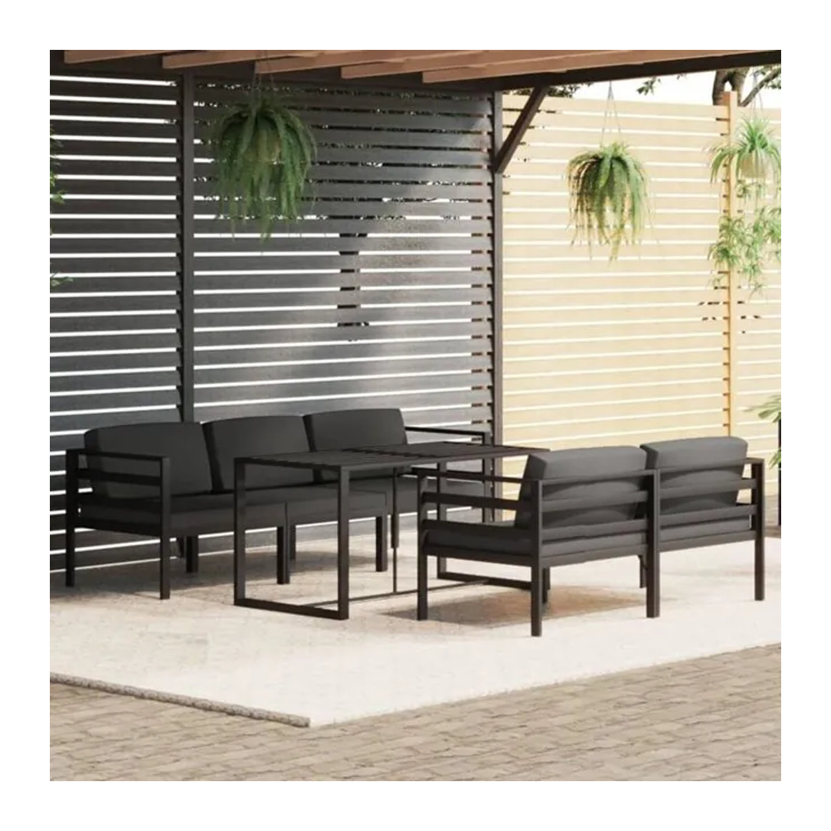 6-teiliges modernes Gartenlounge-Set aus Aluminium mit Kissen in Anthrazit von vidaxl - Bild 1