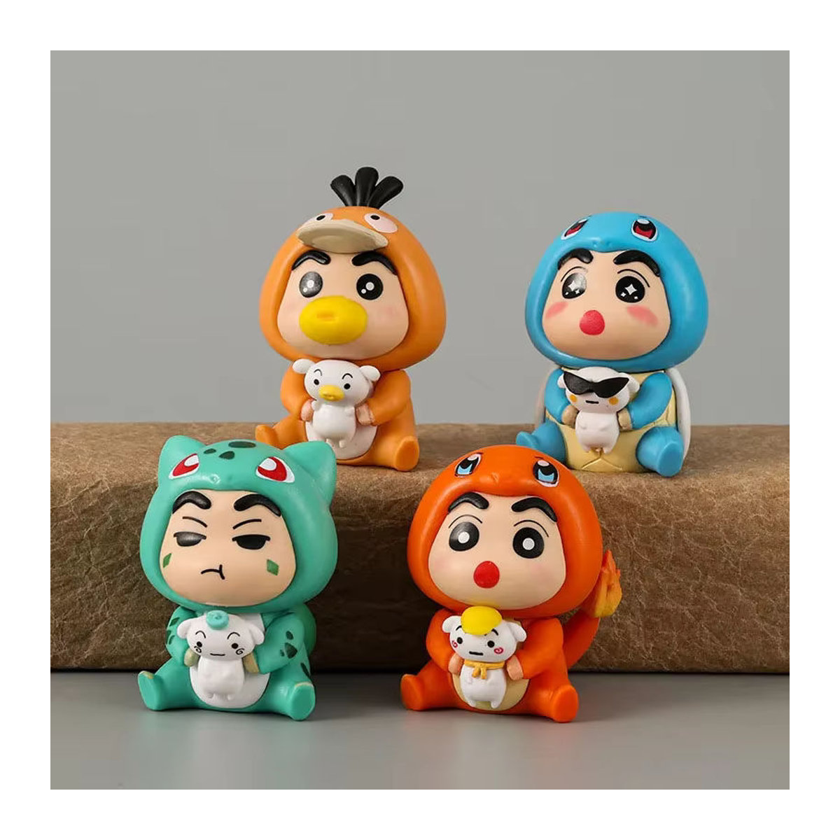 6-teiliges Set Bandai Crayon Shin-chan Anime-Figuren im Pokémon Pikachu Design, mehrfarbige PVC-Sammlerfiguren zur Raumdekoration - Bild 2