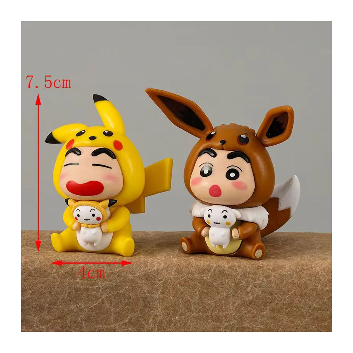 6-teiliges Set Bandai Crayon Shin-chan Anime-Figuren im Pokémon Pikachu Design, mehrfarbige PVC-Sammlerfiguren zur Raumdekoration - Bild 4