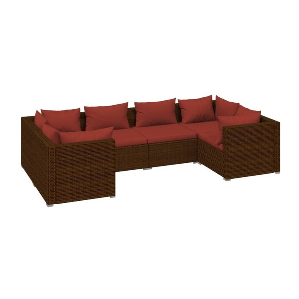 6-tlg. moderne Gartenlounge-Set aus Poly-Rattan mit Auflagen von vidaxl in Braun - Bild 1