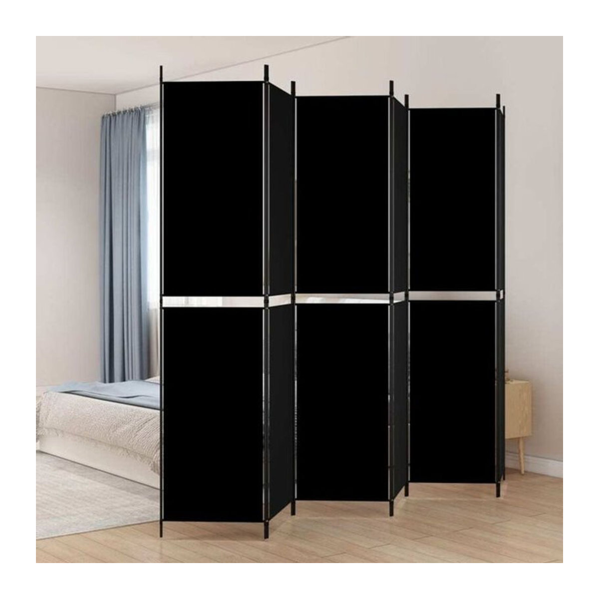 6-tlg. Paravent von vidaxl in Schwarz aus Textil, Breite: 300 cm, Höhe: 220 cm - Bild 1
