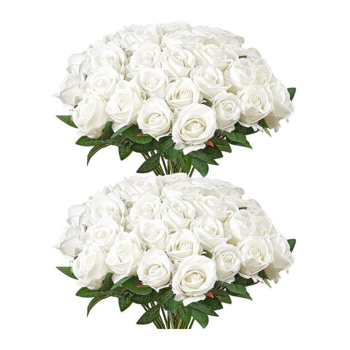 60 Stück Künstliche Weiße Rosen von Buying Solutions, MB als Einzelstiele für Hochzeit und Weihnachtsdekoration - Bild 1