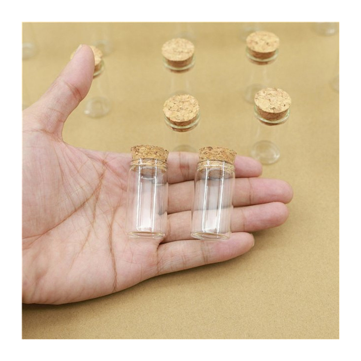 60 Stück Mini Glasflaschen mit Korkverschluss, 8ml transparente Wunschflaschen für Hochzeitsdekoration und Bastelbedarf - Bild 1