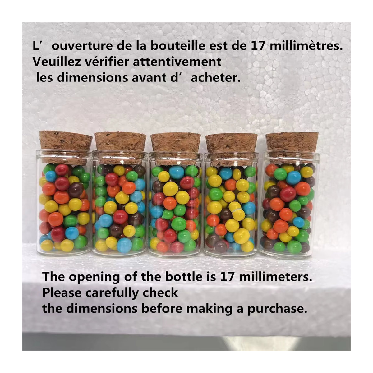 60 Stück Mini Glasflaschen mit Korkverschluss, 8ml transparente Wunschflaschen für Hochzeitsdekoration und Bastelbedarf - Bild 2