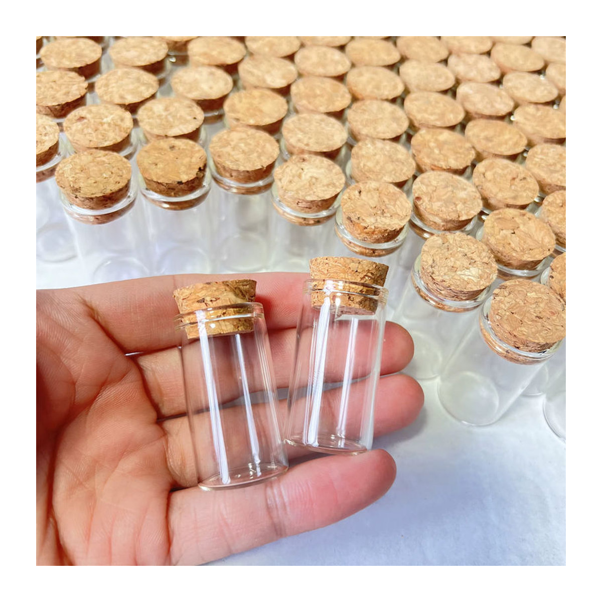 60 Stück Mini-Wunschglasflaschen mit Korkstopfen, transparent, 8 ml, Durchmesser: 2,2 cm, Höhe: 4 cm - Bild 2