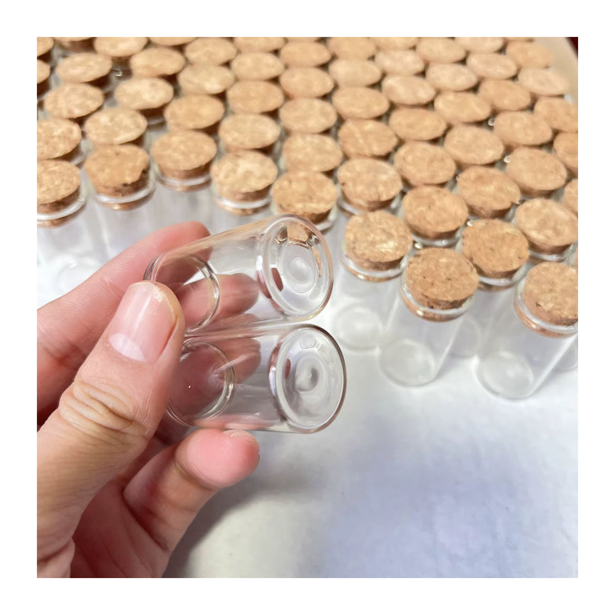 60 Stück Mini-Wunschglasflaschen mit Korkstopfen, transparent, 8 ml, Durchmesser: 2,2 cm, Höhe: 4 cm - Bild 6