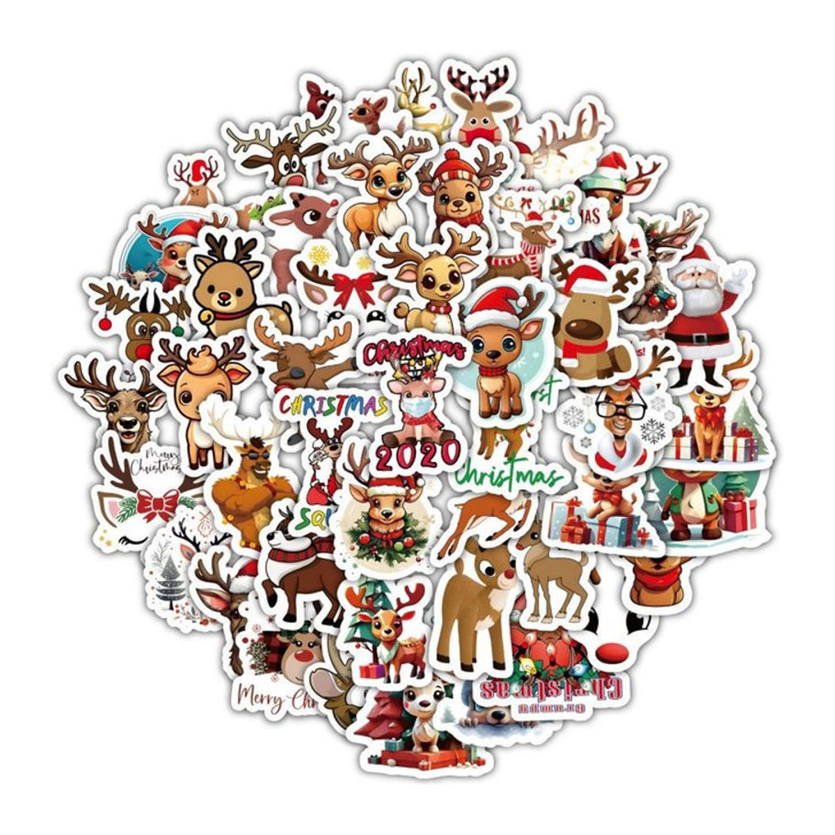 60 Stück Weihnachts-Rentier-Aufkleber von BulingBulingStickers Store in Mehrfarbig für deine Dekoration und Sammelalben - Bild 1