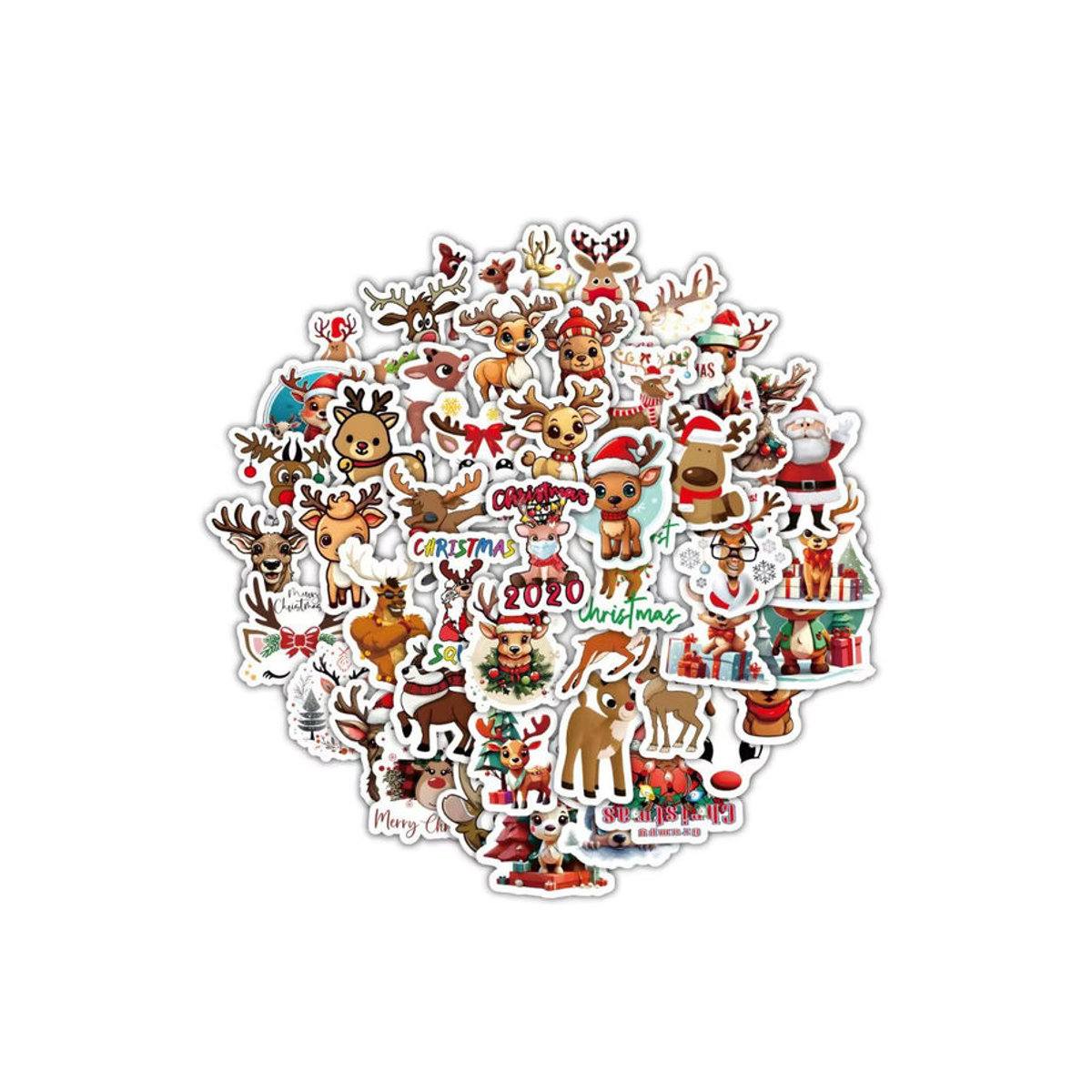 60 Stück Weihnachts-Rentier-Aufkleber von BulingBulingStickers Store in Mehrfarbig für deine Dekoration und Sammelalben - Bild 7