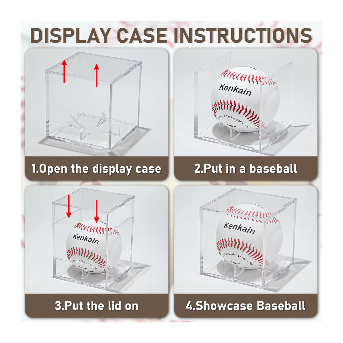 6er-Pack Baseball-Vitrine aus transparentem Acryl für signierte Bälle, quadratische Aufbewahrungsboxen aus Kunststoff - Bild 3