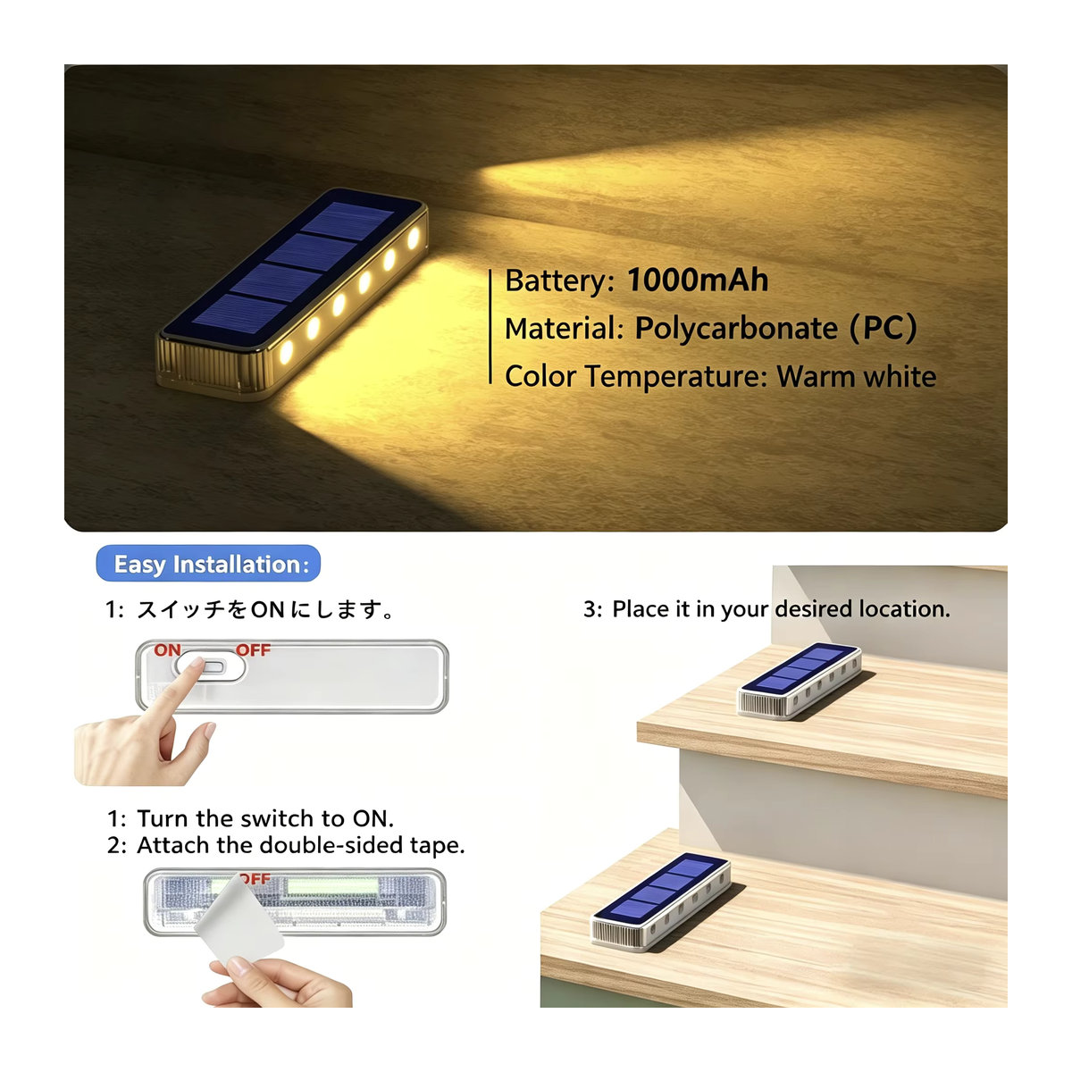 6er Pack Solar-LED-Treppenleuchten Yilaie IP68 wasserdicht mit Linse und Anti-Diebstahl-Design in Silber aus Polycarbonat für Garten und Außenbereich - Bild 2