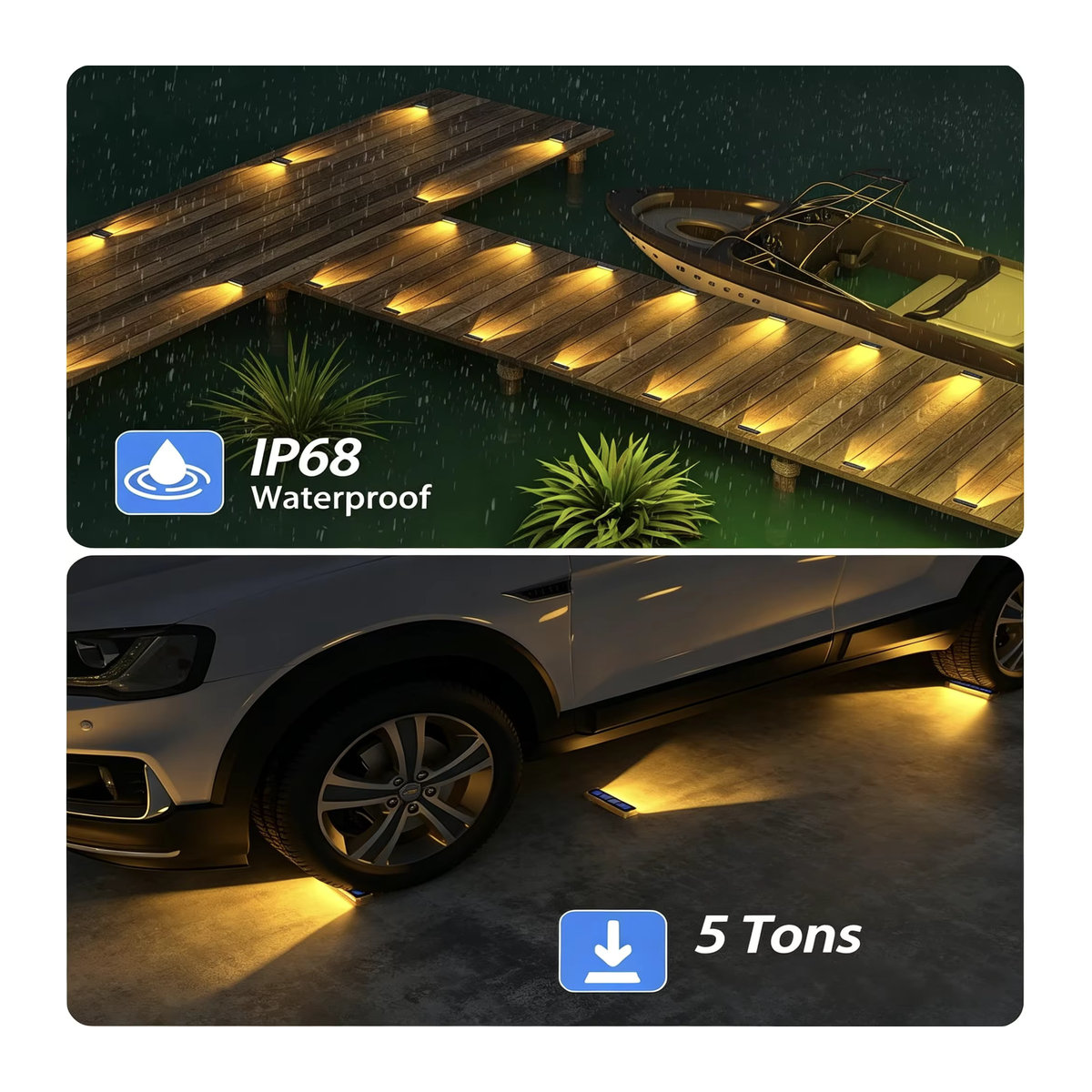 6er Pack Solar-LED-Treppenleuchten Yilaie IP68 wasserdicht mit Linse und Anti-Diebstahl-Design in Silber aus Polycarbonat für Garten und Außenbereich - Bild 3