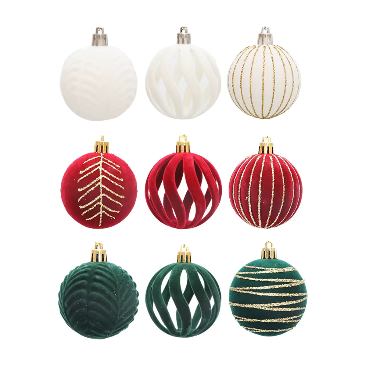 6er Set Cyuan Weihnachtsbaum Kugeln aus Stoff in Weiß und Mehrfarbig, Durchmesser: 6 cm, Elegante Hängeornamente für deine Weihnachtsdekoration - Bild 4