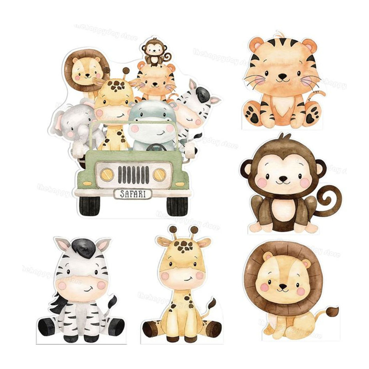 6er Set Dschungeltiere Ausschnitte für Safari Geburtstag und Babyparty als Party Dekoration in Mehrfarbig - Bild 1